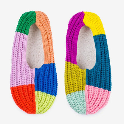 Mismatch Colorblock Ribbed Knit Slippers