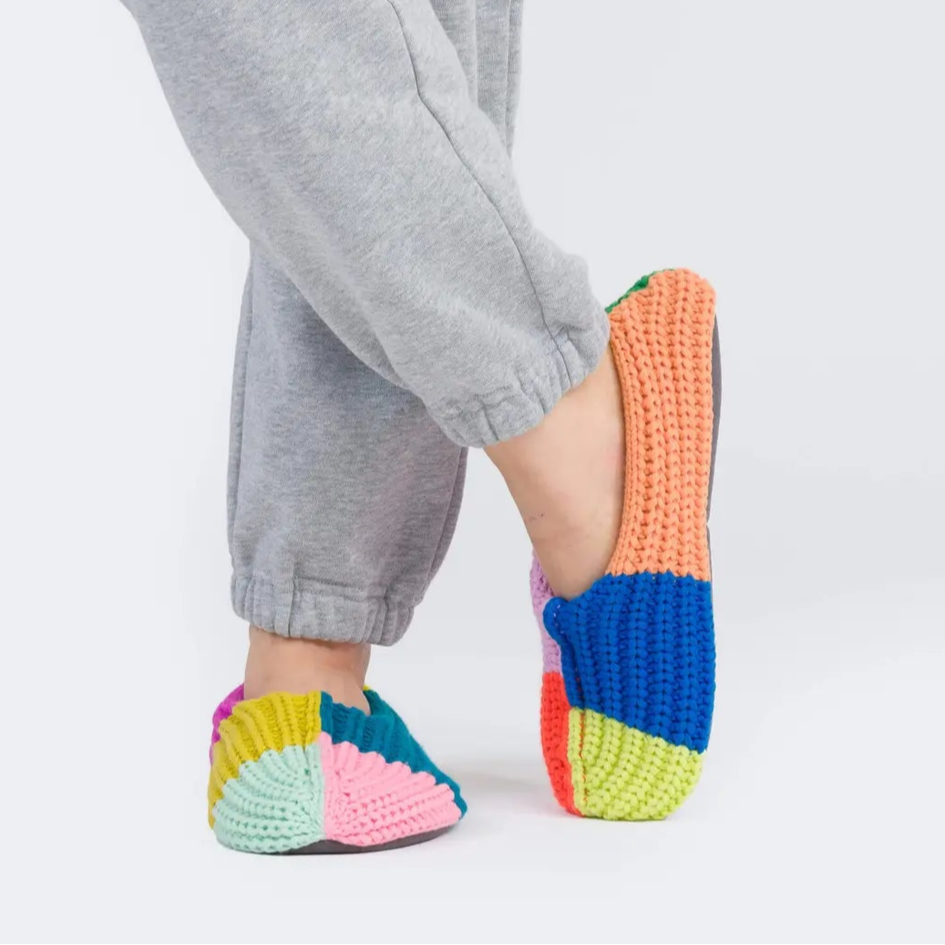 Mismatch Colorblock Ribbed Knit Slippers