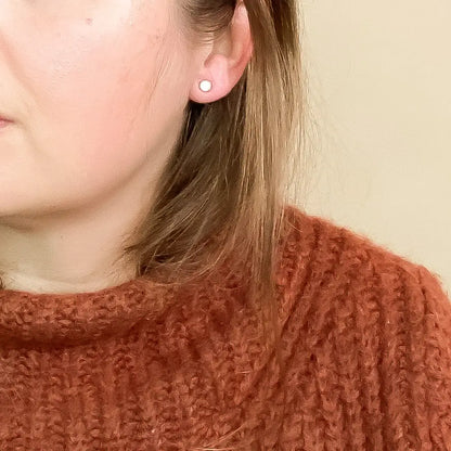 Mother of Pearl Gold Fill Circle Stud Earrings