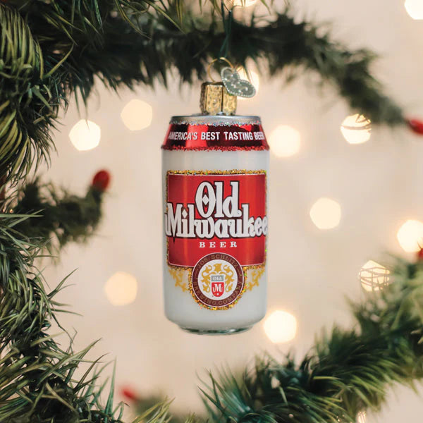 Old Milwaukee Beer Can Glass Ornament