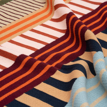 Desert Patchwork Stripe Multicolor 50" x 60" Knit Throw Blanket
