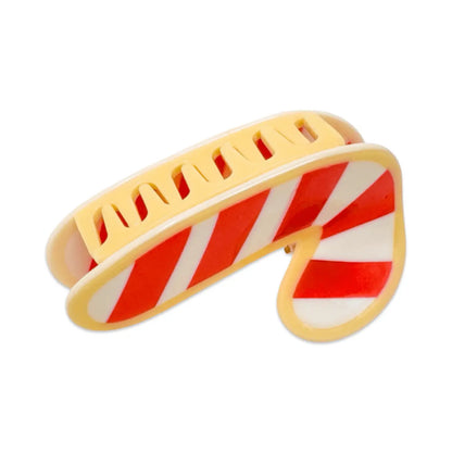 Candy Cane Holiday Cookie Midi 3" Hair Claw Clip