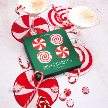 Peppermint Embroidered Linen Cocktail Napkins (Set of 4)