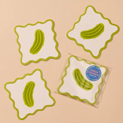 Pickle Scalloped Letterpress Vellum Coasters (Pack of 4)