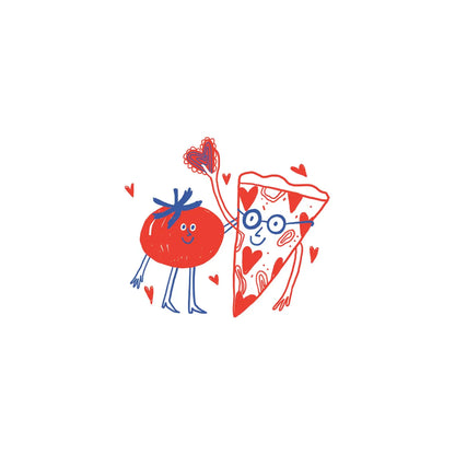Pizza Loves Tomato Temporary Tattoo (Pack of 2)