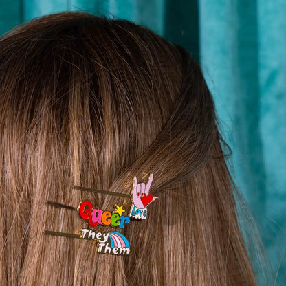 Queer Rainbow Hair Pin
