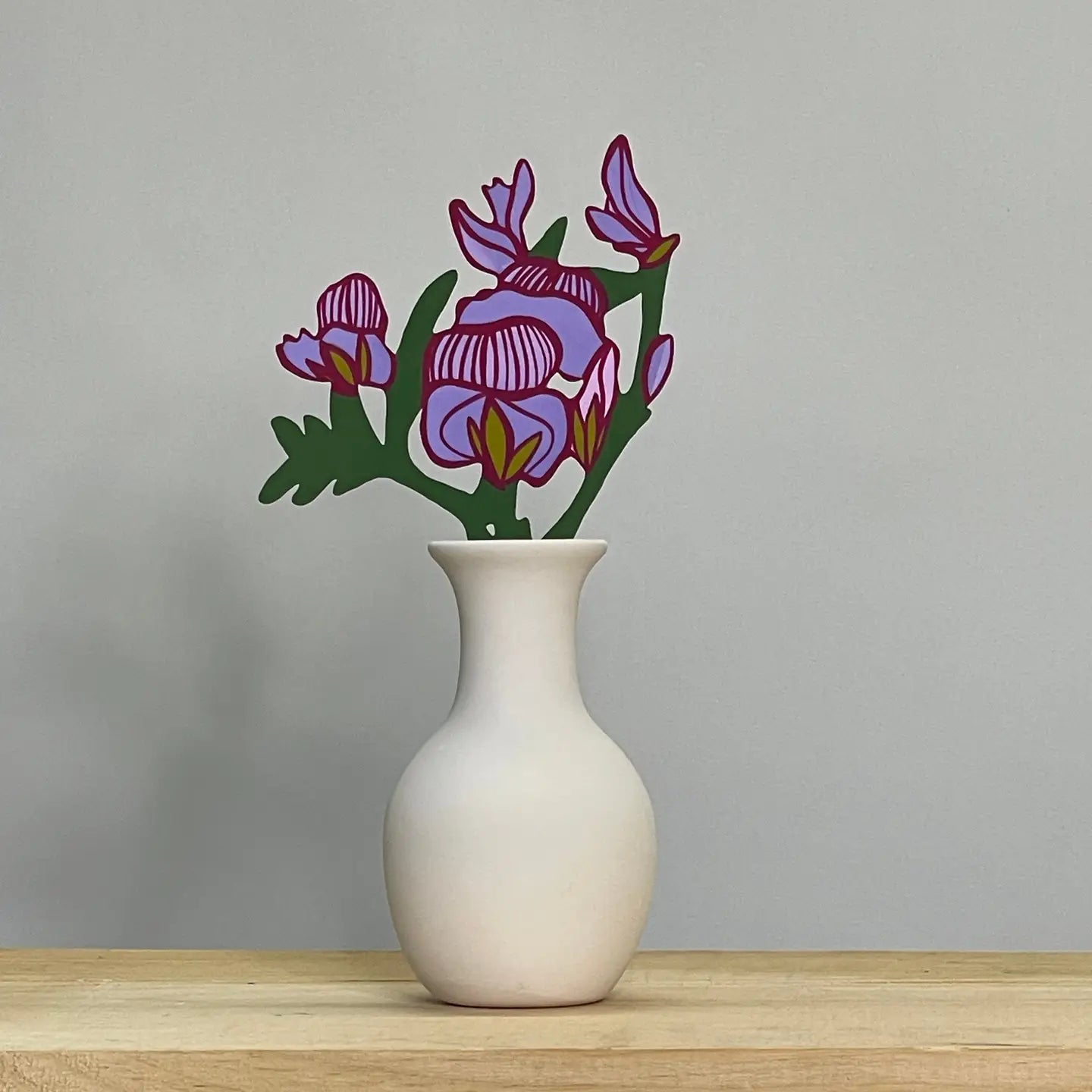 Hand Painted Purple Sweet Pea Wood Forever Flower