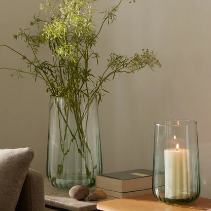 Recycled Ribbed Glass Vase