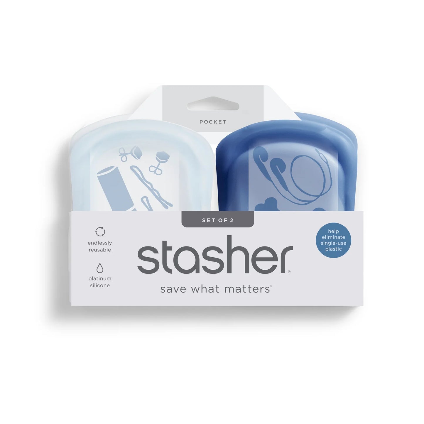 Stasher® Silicone Reusable Pocket Storage Bags (Set of 2)