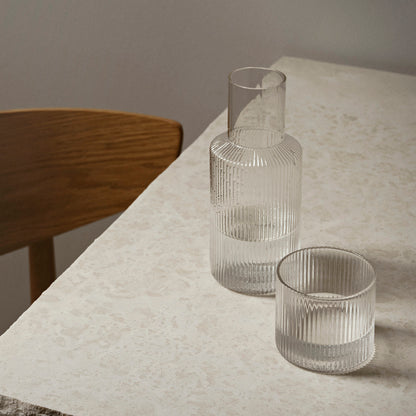 Ripple Clear Glass & Pitcher Bedside Carafe Set