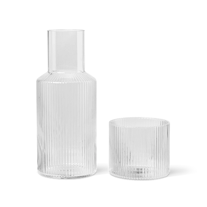 Ripple Clear Glass & Pitcher Bedside Carafe Set