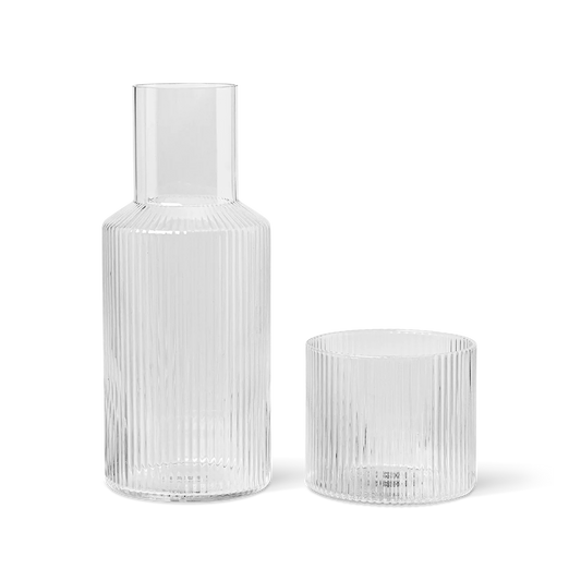 Ripple Clear Glass & Pitcher Bedside Carafe Set