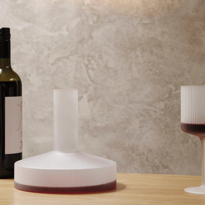 Frosted Ripple Glass Wide Wine Carafe