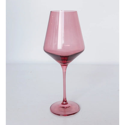 Handblown Rose Pink Colored Wine Glass