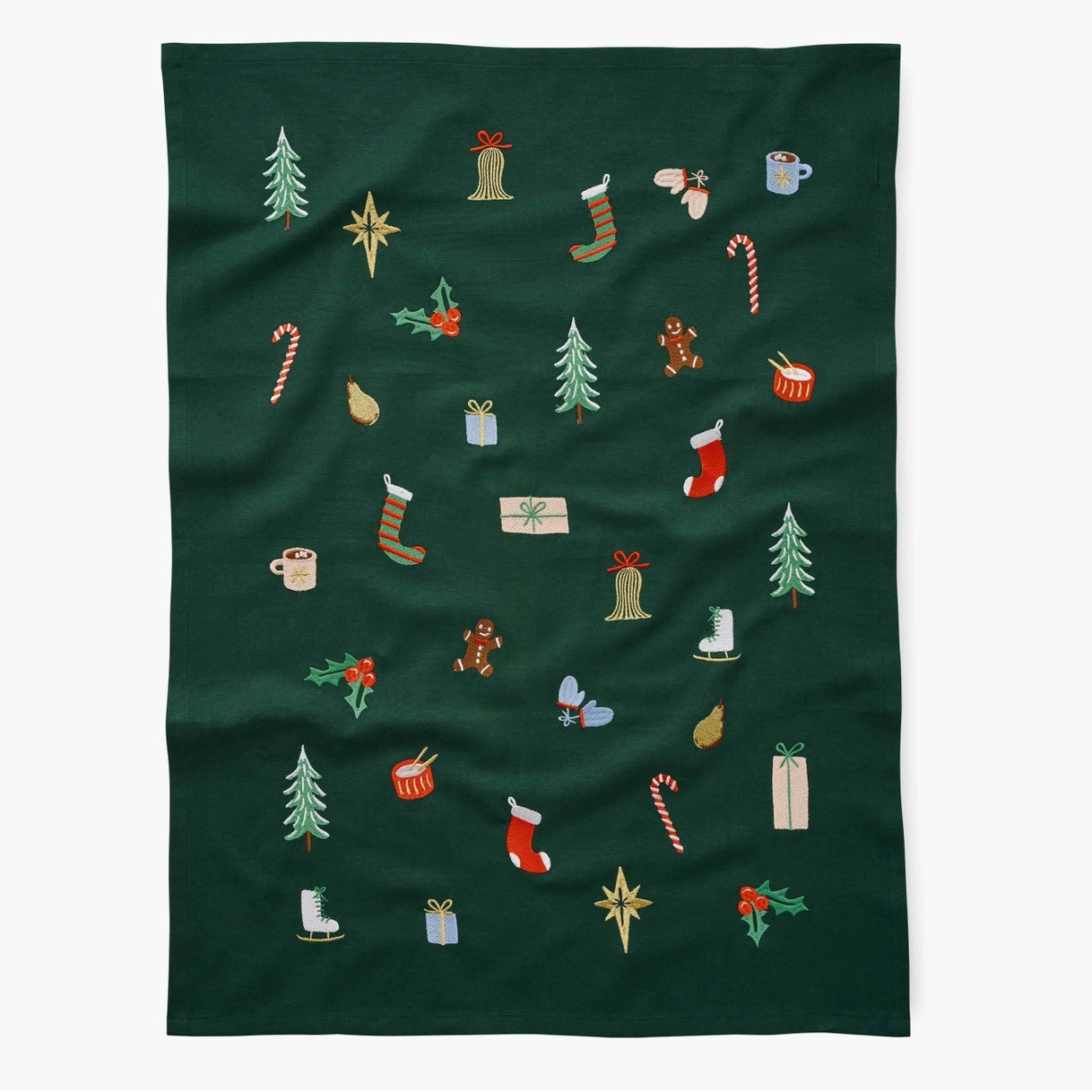 Signs of the Season Holiday Embroidered Kitchen Tea Towel