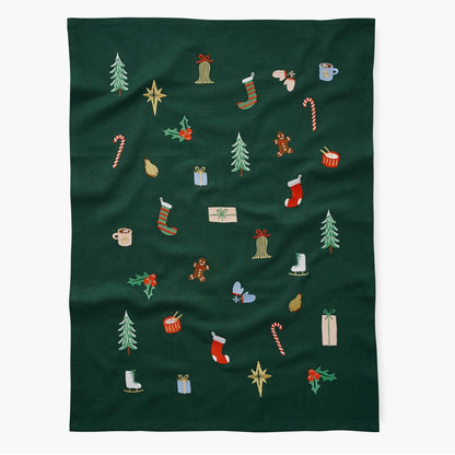 Signs of the Season Holiday Embroidered Kitchen Tea Towel