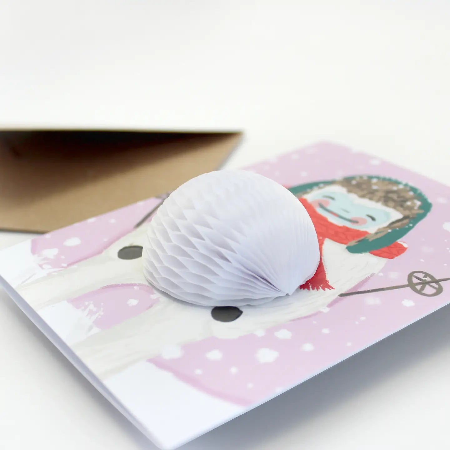 Skiing Yeti Suit Pop-Up Holiday Card