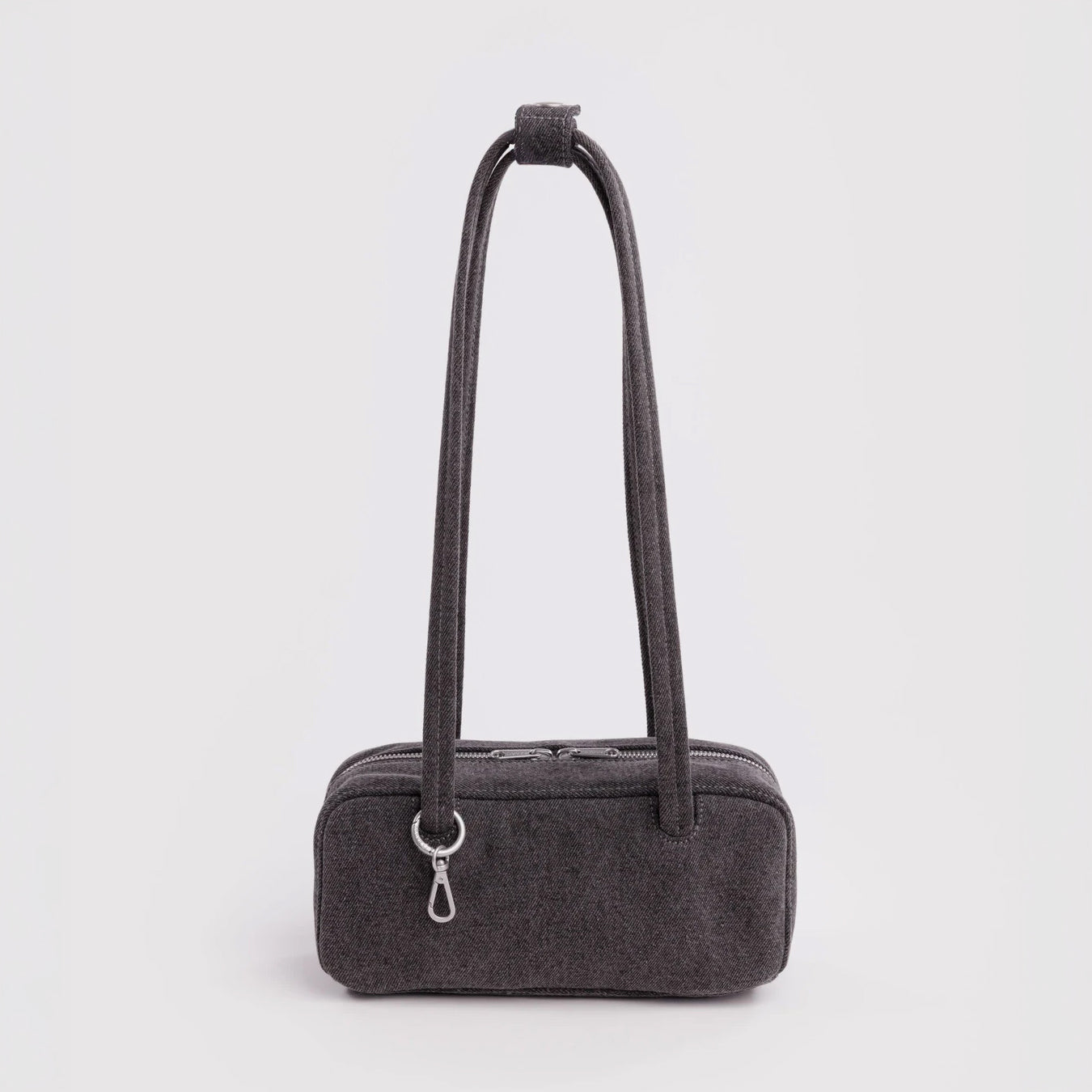 Small Washed Black Denim Bowler Bag