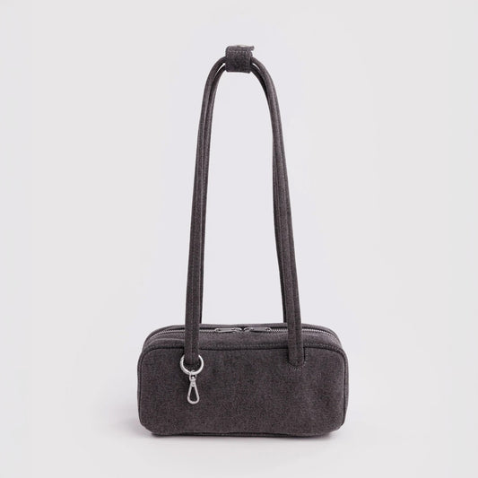 Small Washed Black Denim Bowler Bag