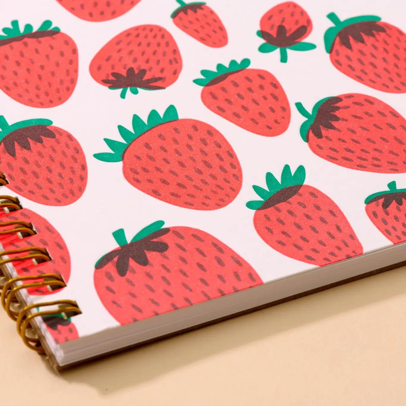 Strawberry Spiral Bound Letterpress Notebook