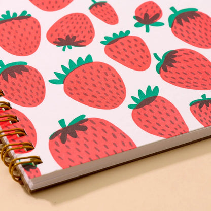 Strawberry Spiral Bound Letterpress Notebook