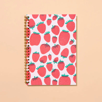 Strawberry Spiral Bound Letterpress Notebook