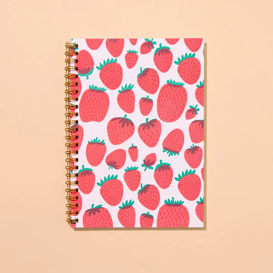 Strawberry Spiral Bound Letterpress Notebook