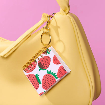 Strawberry Mini Bag Charm Spiral Letterpress Notebook