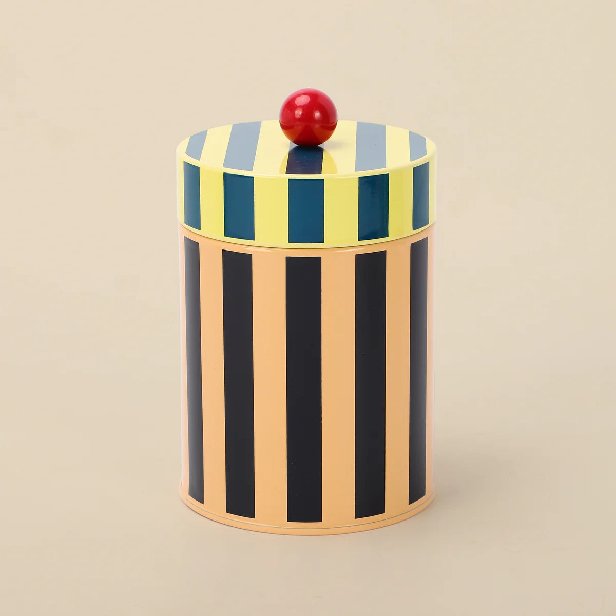 Striped Kitchen Medium 6.25"H Metal Storage Canister