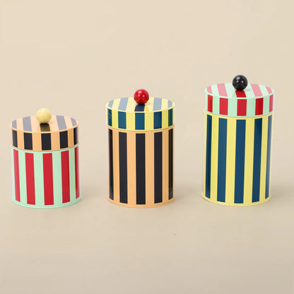 Striped Kitchen Medium 6.25"H Metal Storage Canister