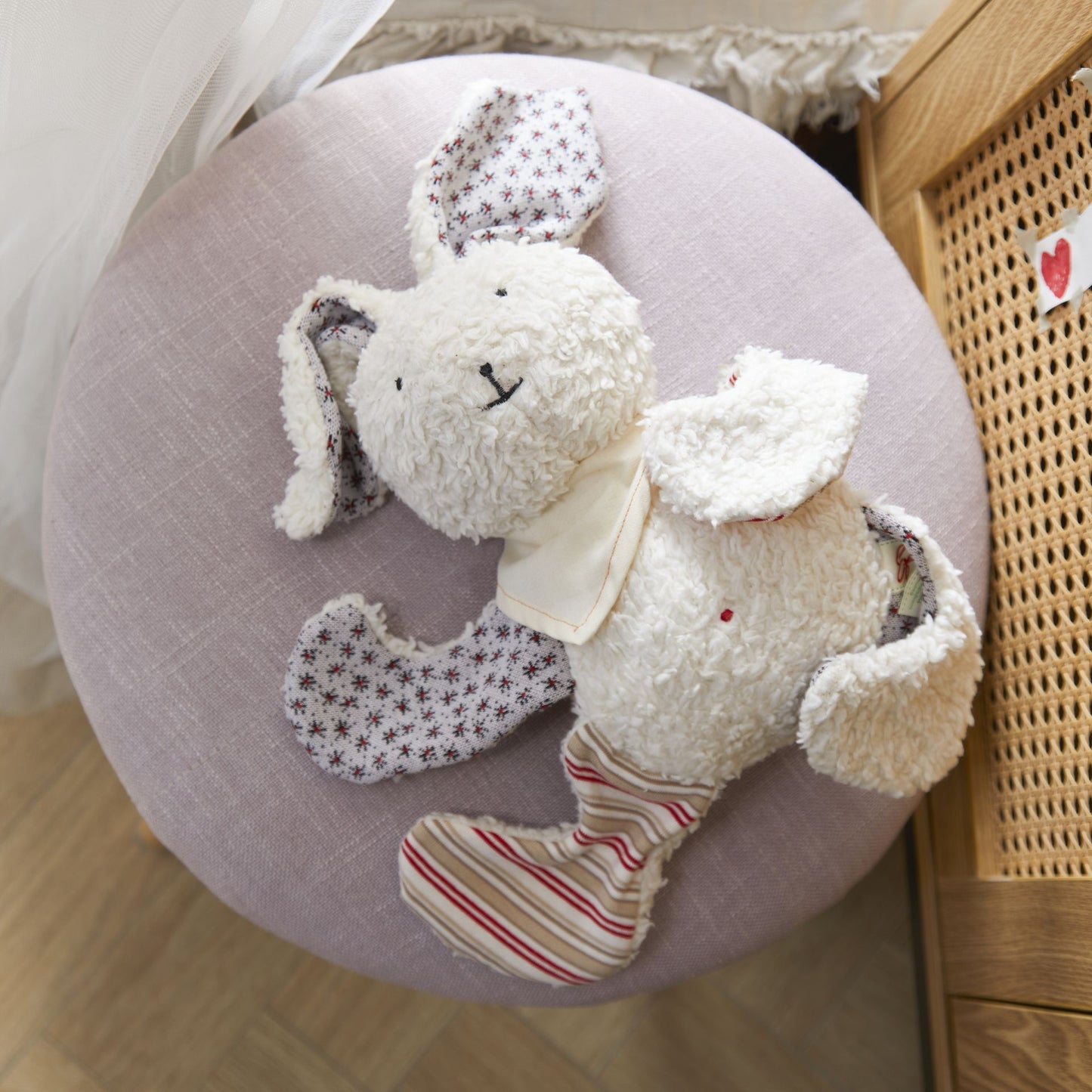 Organic Cotton Gingham & Polka Dot Bunny Baby Plush Toy