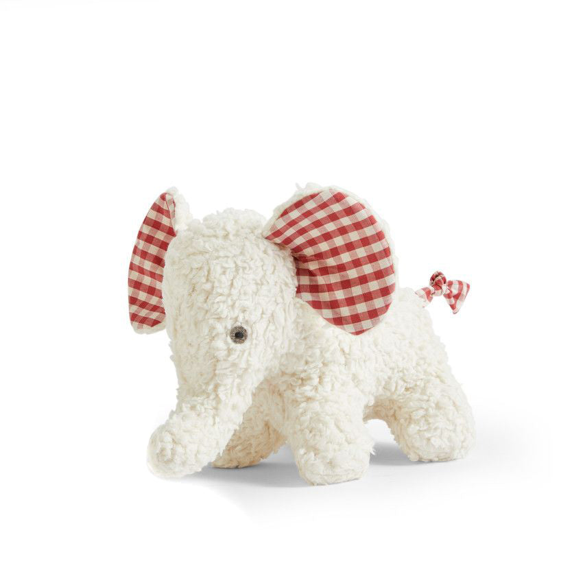 Organic Cotton Red Gingham Elephant Baby Plush Toy