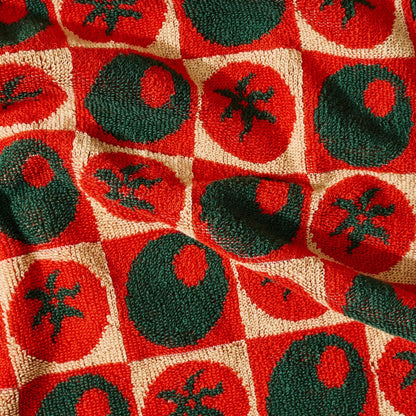 Heirloom Olive and Tomato Terry Cloth Hand Towel