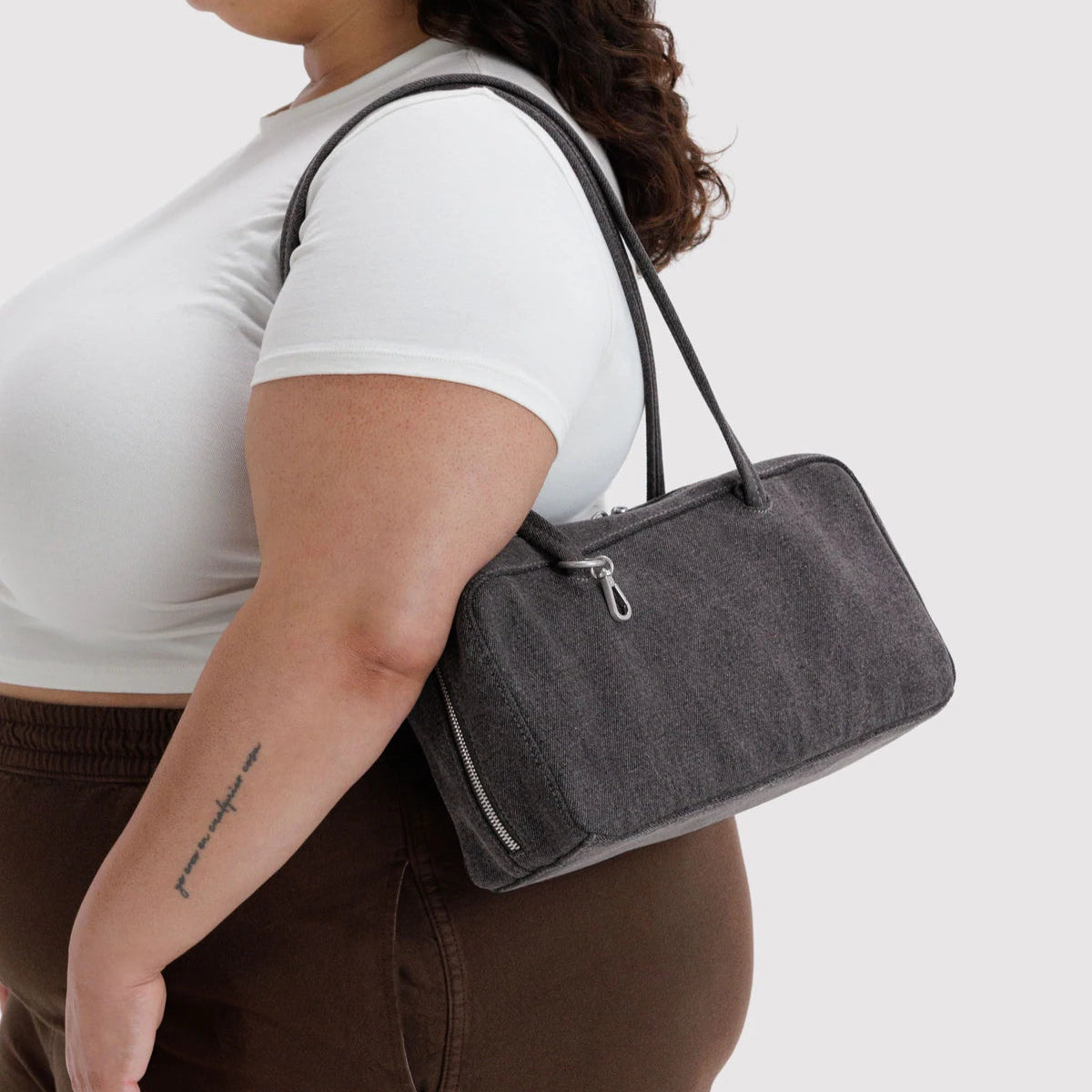 Washed Black Denim Bowler Bag