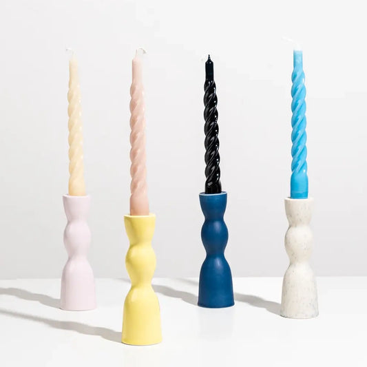 Wave Ceramic Pedestal Candleholder