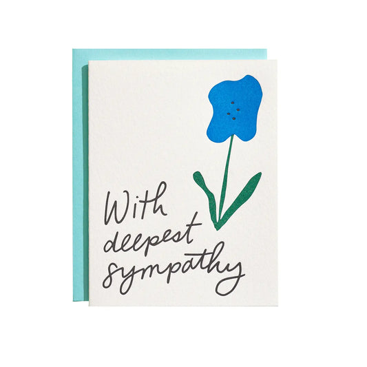 With Deepest Sympathy Blue Flower Condolences Card
