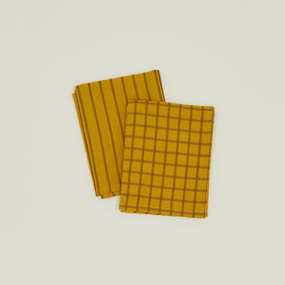 Yarn Dyed Grid & Stripe Dish Towel (Set of 2)