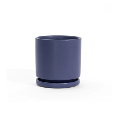 4.5" Ceramic Cylinder Planter with Plate