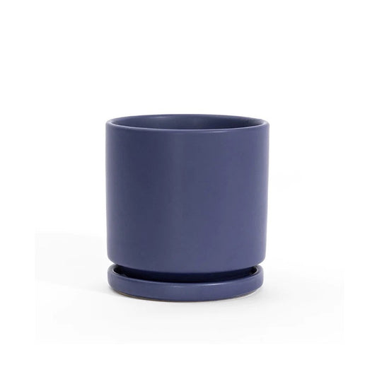 6.5" Ceramic Cylinder Planter with Plate