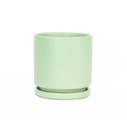 6.5" Ceramic Cylinder Planter with Plate