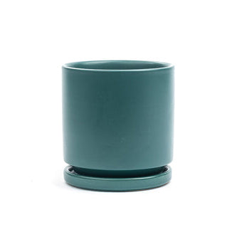 6.5" Ceramic Cylinder Planter with Plate