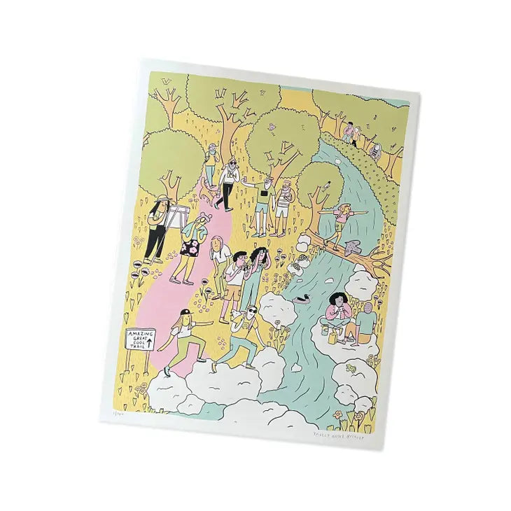 Amazing Great Cool Trail 11" x 14" Illustrated Screenprint