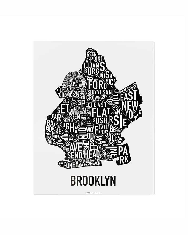 Brooklyn Neighborhood Map Poster
