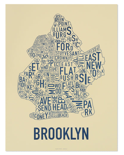 Brooklyn Neighborhood Map Poster
