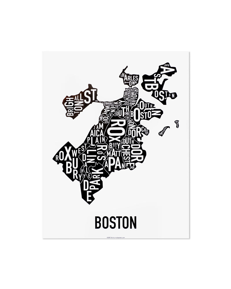Boston Neighborhood Map Poster