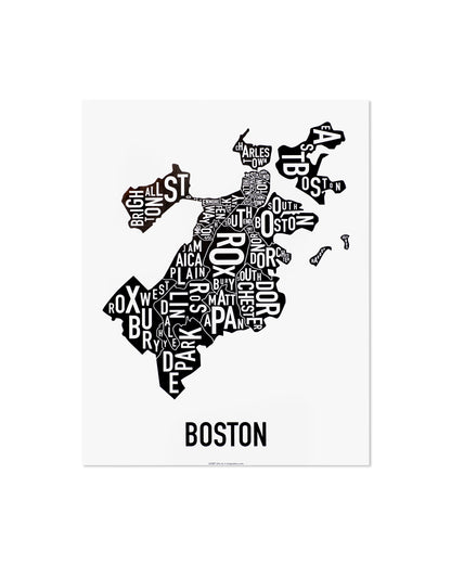 Boston Neighborhood Map Poster