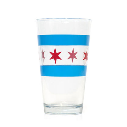 Chicago Flag 16 Oz Glass
