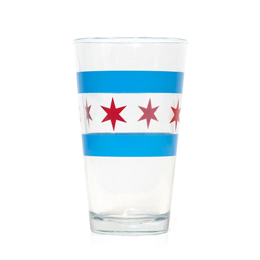 Chicago Flag 16 Oz Glass