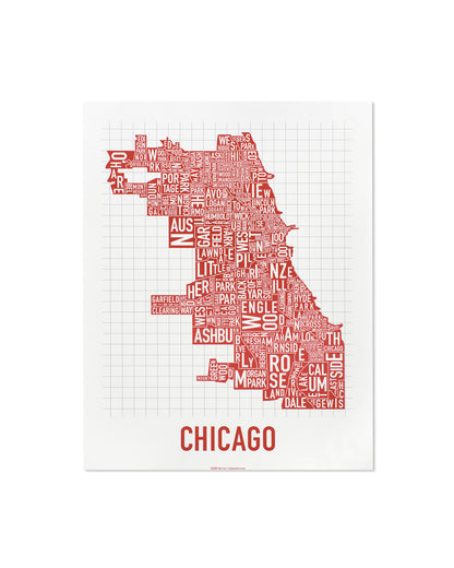 Chicago Typographic Neighborhood Map Poster