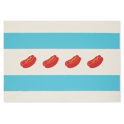 Spirit of Chicago Hot Dog Flag 24" x 18" Screen Print